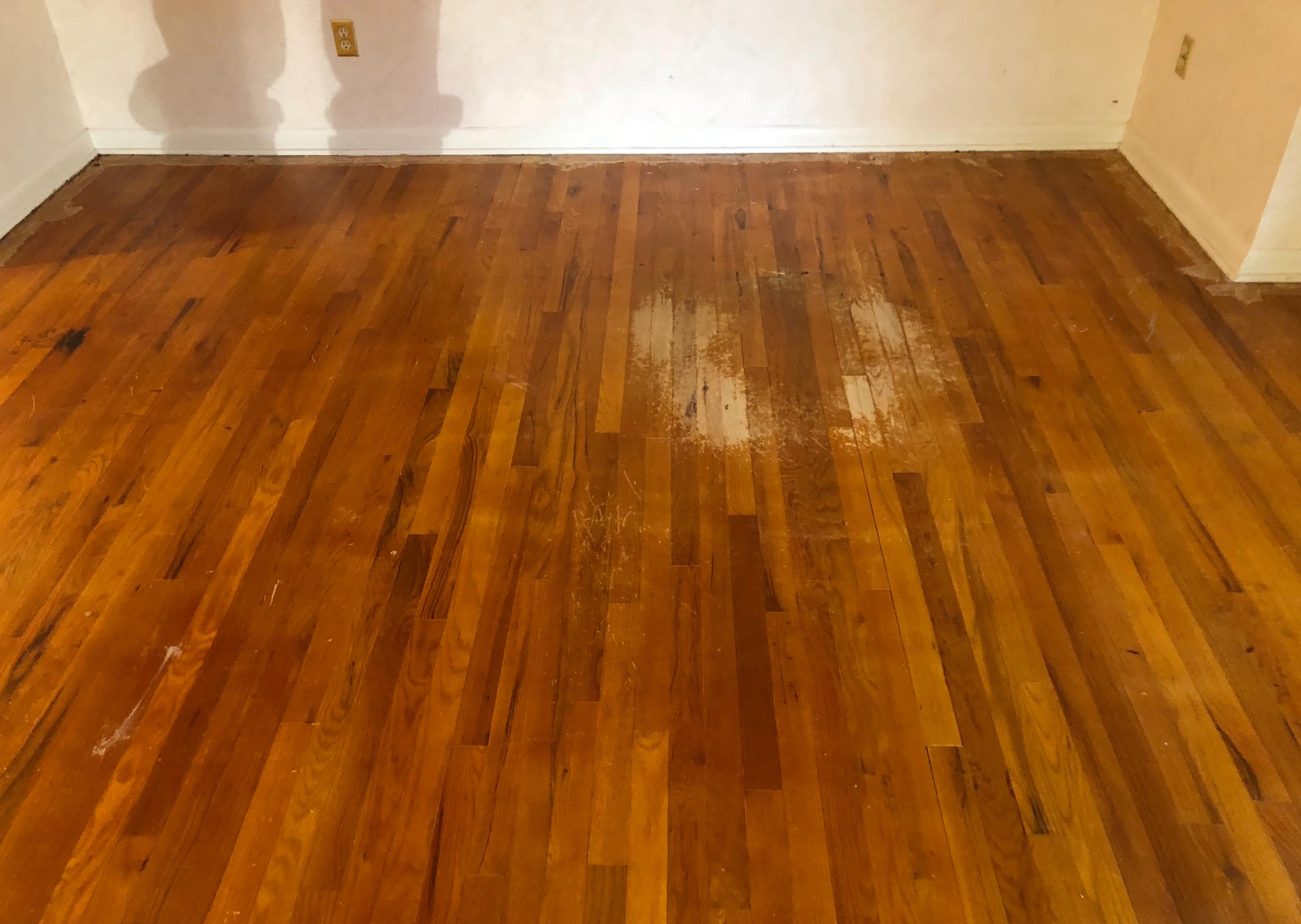 Before sanding and staining picture of the oak floor